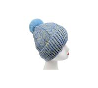 Vellin Women's Mixed Colour Knitted Hat with Pompoms in Blue