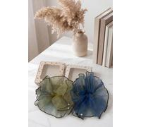 Vellin Women's Organza Pearl Hair Scrunchie Oversized Ponytail HolderWith Box