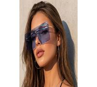 Vellin Women's Oversized Rimless Visor Sunglasses in Blue
