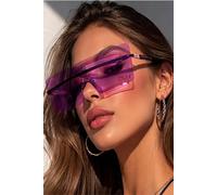Vellin Women's Oversized Rimless Visor Sunglasses in Purple