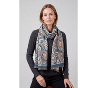 Vellin Women's Paisley Pattern Reversible Scarf - Soft Touch, Fringed Edges in Blue