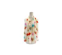 Vellin Women's Pastel Ginkgo Leaf Print Chiffon Scarf in Beige