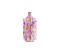 Vellin Women's Pastel Ginkgo Leaf Print Chiffon Scarf in Pink