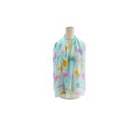 Vellin Women's Pastel Ginkgo Leaf Print Chiffon Scarf in Turquoise