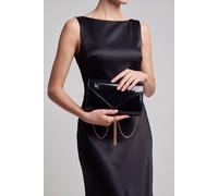Vellin Women's Patent Envelope Clutch Bag with Gold /Sliver Chain Strap in Black Vellin Black One Size
