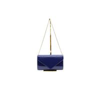 Vellin Women's Patent Envelope Clutch Bag with Gold /Sliver Chain Strap in Navy