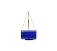 Vellin Women's Patent Envelope Clutch Bag with Gold /Sliver Chain Strap in Royal