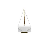 Vellin Women's Patent Envelope Clutch Bag with Gold /Sliver Chain Strap in White