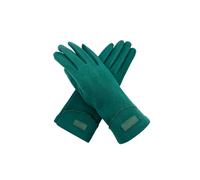 Vellin Women's Plain Gloves with Single Stripe & Fleece Lining in Green