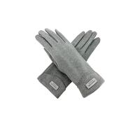 Vellin Women's Plain Gloves with Single Stripe & Fleece Lining in Grey