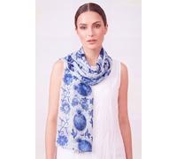 Vellin Women's Pomegranate Print Chiffon Scarf in Navy