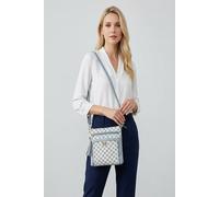 Vellin Women's Printed Crossbody Bag with Multi-Zip Compartments & Adjustable Strap in Light Blue
