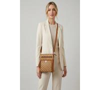 Vellin Women's Printed Crossbody Bag with Multi-Zip Compartments & Adjustable Strap in Tan