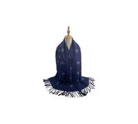 Vellin Women's Reversible Bee Print Wool Mix Scarf in Navy