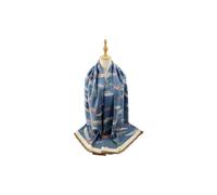 Vellin Women's Reversible Feather-Pattern Jacquard Scarf with Soft Drape in Blue