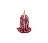 Vellin Women's Reversible Leaves Pattern Scarf in Burgundy Vellin Burgundy One Size