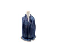 Vellin Women's Reversible Tree-Pattern Jacquard Scarf with Soft Drape in Blue
