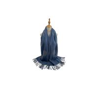 Vellin Women's Reversible Tree Patterned Scarf with Fringe in Blue
