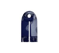 Vellin Women's Reversible Tree Patterned Scarf with Fringe in Navy