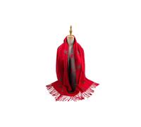 Vellin Women's Reversible Wool-Blend Scarf - Star Print with Tassel Trim in Red