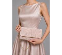 Vellin Women's Ruched Satin Envelope Clutch Bag with Detachable Chain Strap in Baby Pink