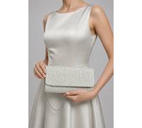 Vellin Women's Ruched Satin Envelope Clutch Bag with Detachable Chain Strap in Cream Vellin Cream One Size