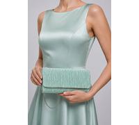 Vellin Women's Ruched Satin Envelope Clutch Bag with Detachable Chain Strap in Mint