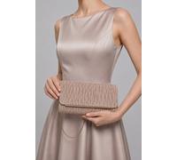 Vellin Women's Ruched Satin Envelope Clutch Bag with Detachable Chain Strap in Nude