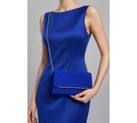 Vellin Women's Ruched Satin Envelope Clutch Bag with Detachable Chain Strap in Royal Vellin Royal One Size