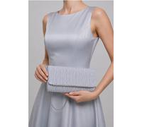 Vellin Women's Ruched Satin Envelope Clutch Bag with Detachable Chain Strap in Silver
