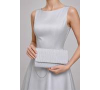 Vellin Women's Ruched Satin Envelope Clutch Bag with Detachable Chain Strap in White