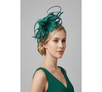 Vellin Women's Sinamay Loop & Feather Flower Fascinator in Green Vellin Green One Size