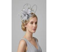 Vellin Women's Sinamay Loop & Feather Flower Fascinator in Light Grey Vellin Light Grey One Size