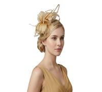 Vellin Women's Sinamay Loop & Feather Flower Fascinator in Nude