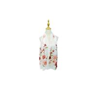 Vellin Women's Soft Colourful Floral Bloom Print Chiffon Scarf in White