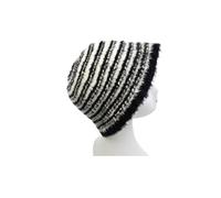 Vellin Women's Striped Knit Bucket Beanie Hat in Black