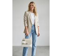 Vellin Women's Structured Top Handle Crossbody Bag with Textured Finish in Cream