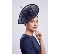 Vellin Women's Teardrop Mesh Fascinator with Sculpted Flower Detail in Navy Vellin Navy One Size