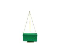 Vellin Women's Textured Envelope Clutch Bag with Gold Chain Strap in Green