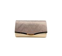 Vellin Women's Textured Satin Clutch Bag with Gold Trim in Light Beige