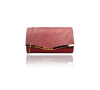 Vellin Women's Textured Satin Clutch Bag with Gold Trim in Maroon