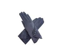 Vellin Women's Touchscreen Soft-Touch Gloves with Vintage Button Cuff in Grey