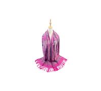 Vellin Women's Vibrant Paisley Wool Mix Print Scarf with Tassels in Fuchsia