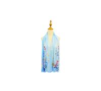 Vellin Women's Watercolour Bright Floral Lightweight Scarf in Blue