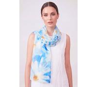 Vellin Women's Watercolour Daisy Print Scarf in Blue