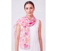 Vellin Women's Watercolour Heart Print Scarf in Pink