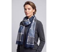 Vellin Women's Women's Abstract Block Print Lightweight Scarf with Fringed Trim in Navy Vellin Navy One Size