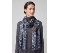 Vellin Women'sAbstract Floral Print Lightweight Scarf with Frayed Edges in Navy