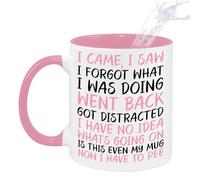 Vellivar Funny Mug - I Came I Saw I Forgot, Quirky Gifts for Women & Men, Novelty Retirement & Birthday Mug, 350ml Pink Ceramic Tea & Coffee Cup