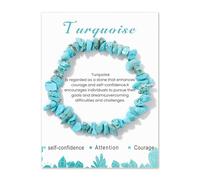 Vellivar Natural Stone Turquoise Crystal Bracelet, Gemstone Chakra Bracelet for Women Beaded Bracelets Good Luck Turquoise Jewellery Bracelet Healing Anxiety Bracelet for Girls Womens Birthday Gifts
